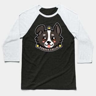 KAWAII Chibi Border Collie Dog Face Baseball T-Shirt